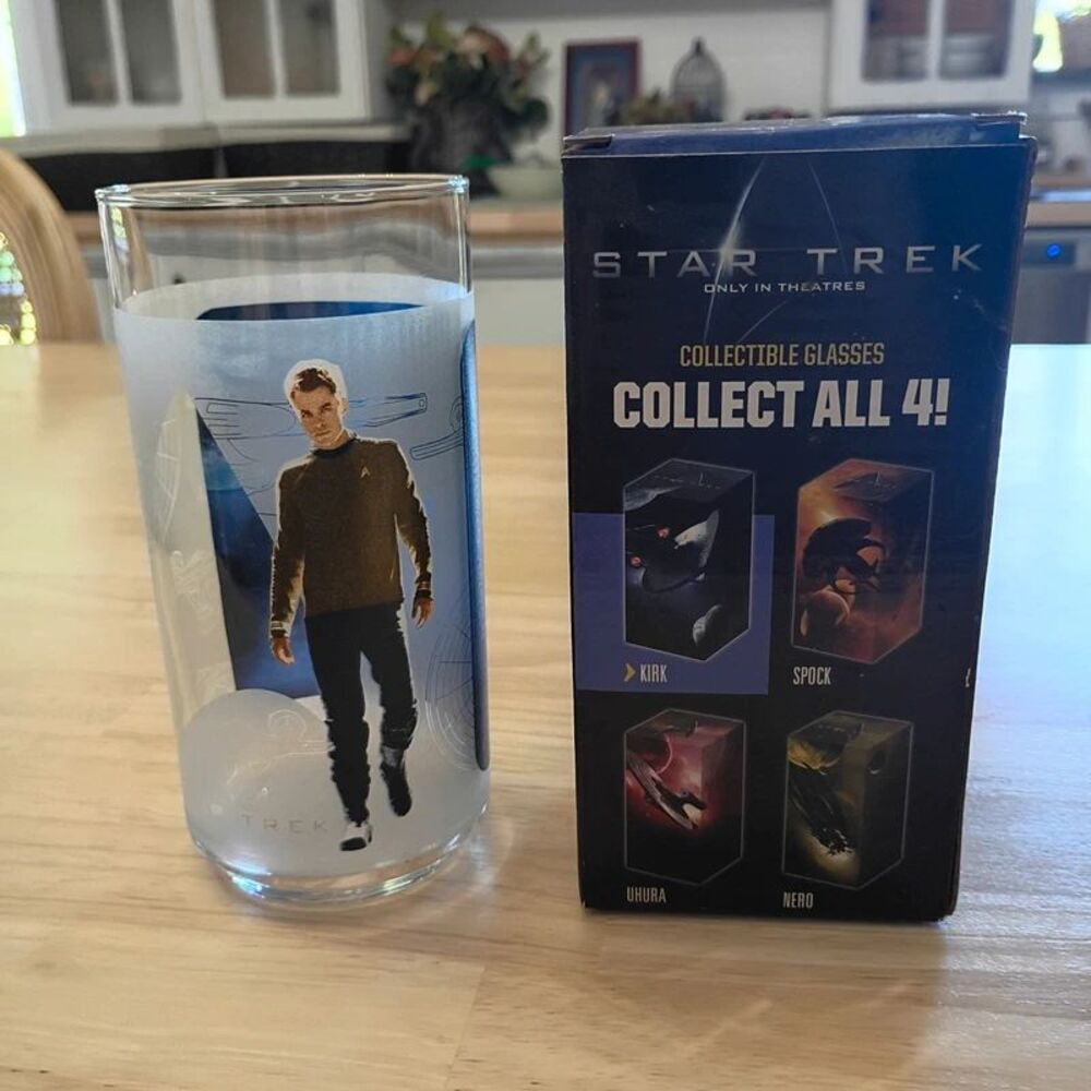 NEW 2008 Star Trek Captain Kirk Collectible Glass New in Box Never Used